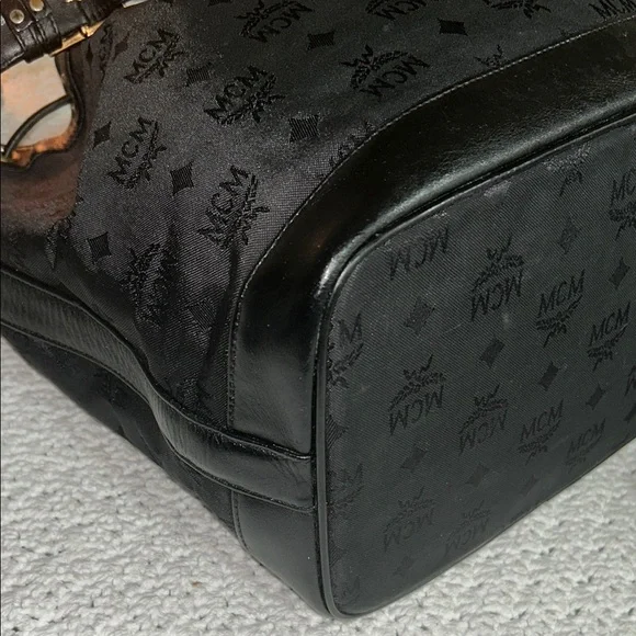 MCM Black Monogram Backpack with Leather Trim - Picture 9 of 17